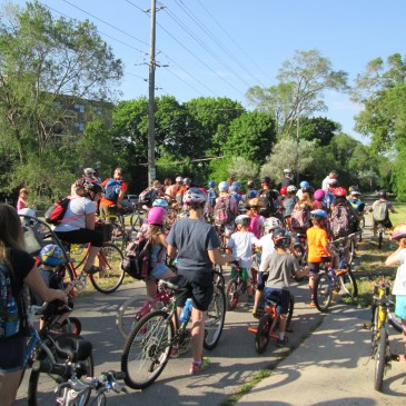 Riding to school along Centennial Path.