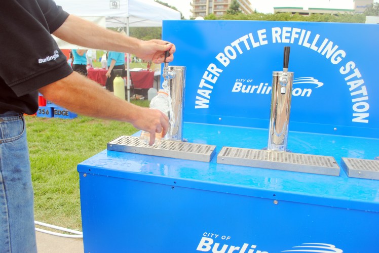 Water bottle refilling station