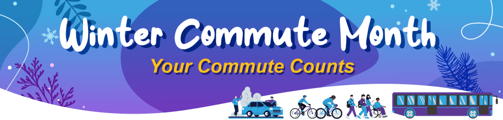 Image showing multiple modes of sustainable transportation - carpooling, transit, walking, and cycling.